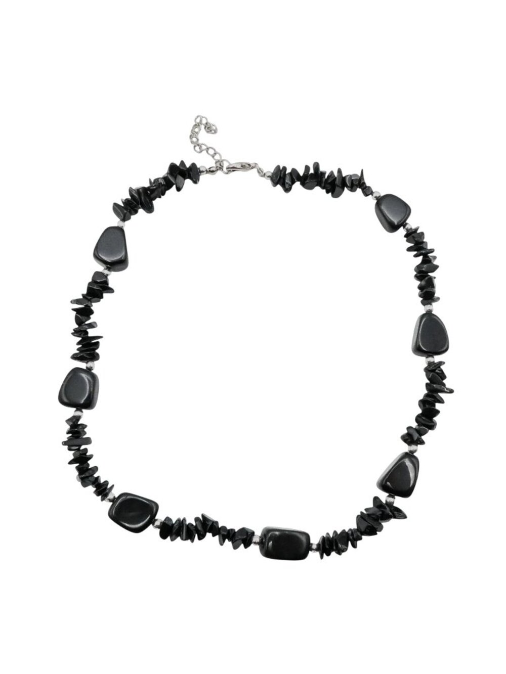 Black Onyx Chip Nugget Beaded Necklace Adjustable 18 Inches